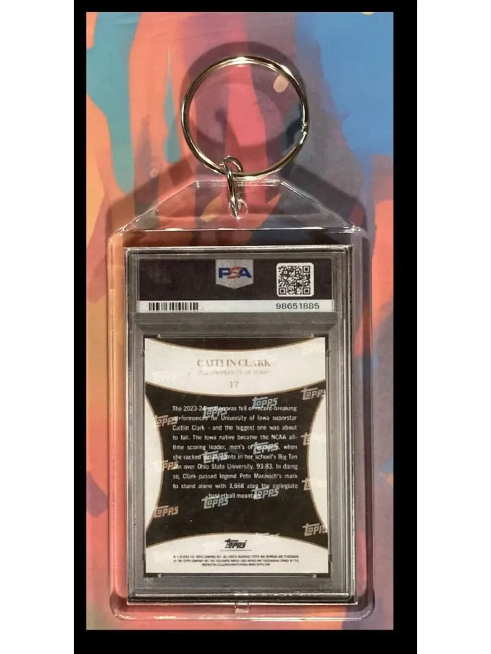2975 Caitlin Clark 2024 Bowman U Cracked Ice Custom Made Keychain